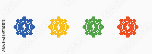 Mechanical Energy Icon Set Color Multiple Style Collection