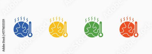Global Warming Icon Set Color Multiple Style Collection