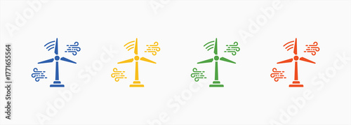 Windmill Icon Set Color Multiple Style Collection