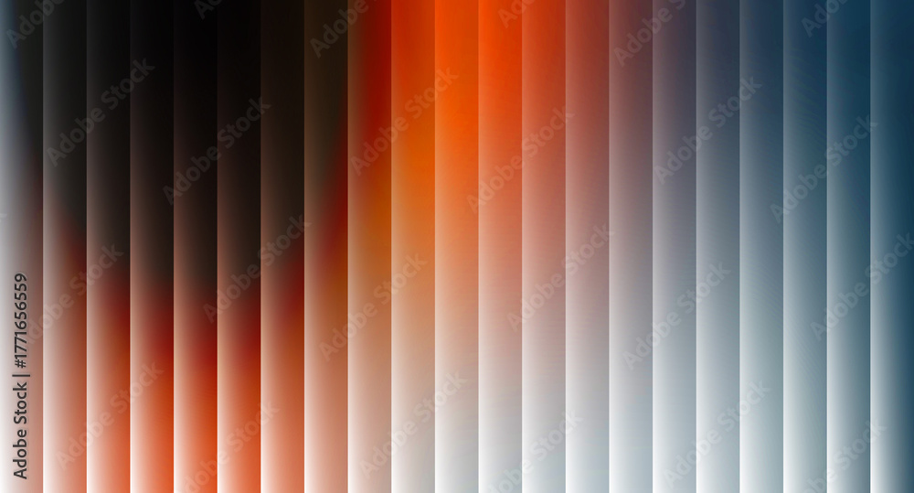Obraz premium Contemporary abstract background with vertical lines in black, orange, white, and blue creating a visually appealing texture
