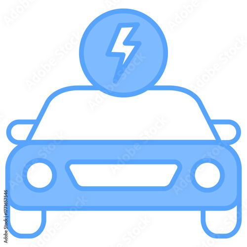 Electric Car Blue Icon