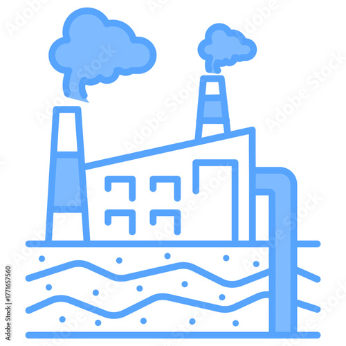 Geothermal Energy Blue Icon
