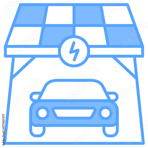 Solar Carport Blue Icon