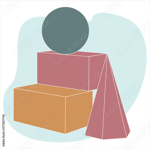 set of figures. block, triangle, quadrilateral, mathematics