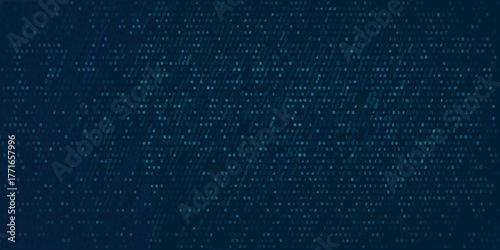 Abstract digital dark blue background with scattered small glowing blue dots and lines