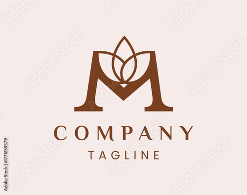 Letter M Elegant Lotus Flower Logo Design