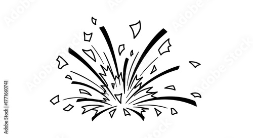 Minimalist confetti explosion in black and white for celebration  