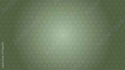 Honeycomb pattern of hexagons in muted green with soft gradient light