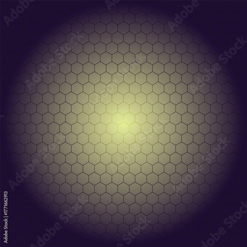 Honeycomb structure pattern with luminous gradient in the center background