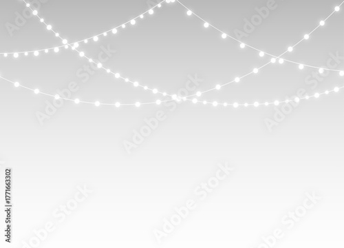 png transparent stringed garland with sparkling lights, twinkle effects, hanging fairy, christmas decoration, bright overlay, decorative elements, and seasonal festive illustration