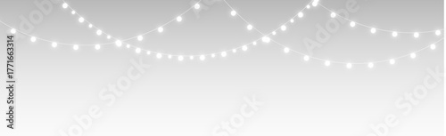 png bright holiday garland with string lights and isolated ornaments