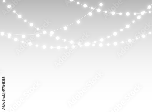 png elegant christmas light garland with bright ornaments, sparkling decorations, glowing festive illumination, minimal pure design, transparent background, winter holiday and new year celebration