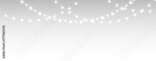 png christmas light garland with bright ornaments, sparkling decoration, glowing festive illumination, winter seasonal background, minimal pure design, magical twinkle and holiday celebration