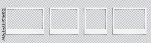 Realistic polaroid empty photo frame mock up with shadow Vector illustration