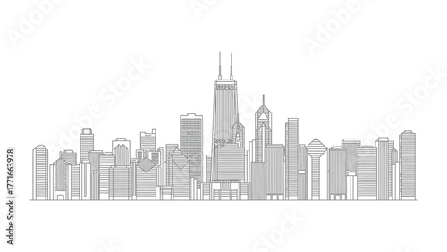 Urban Silhouette: A minimalist illustration captures the essence of a city's skyline, with its sleek buildings and iconic architecture.
