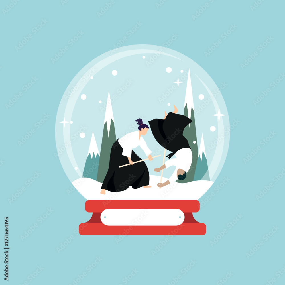 Aïkido boule à neige de Noël 