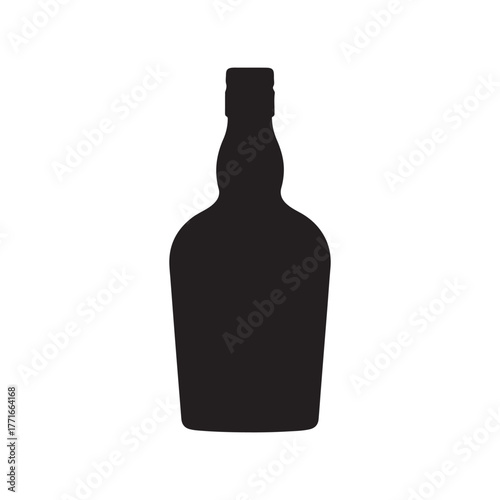 Vintage whisky bottle silhouette vector flat illustration design on white background