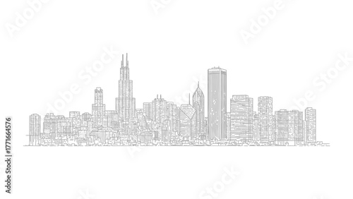 City Skyline Silhouette: Capturing the intricate details of a renowned city's skyline, rendered in monochrome. The architectural marvels stand in elegant contrast, a testament to urban design.
