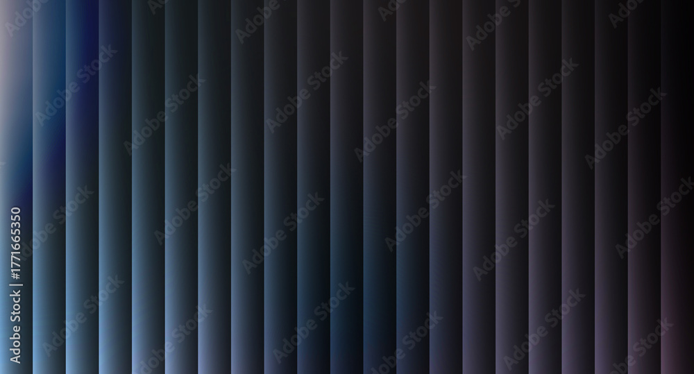 Fototapeta premium Abstract background with vertical lines and gradient from blue to black and white color shades