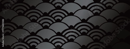 高級感のある青海波模様のバナー　ブラック