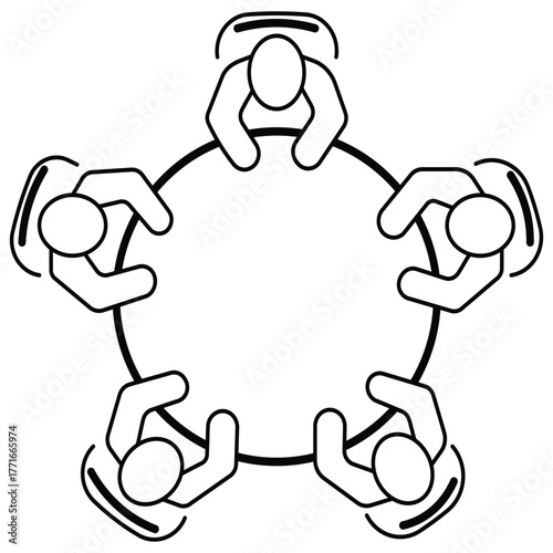 Boardroom meeting Round table discussion. Icon symbol illustration