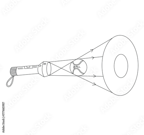 Science of hand drawn vector umbra and penumbra with the torch outline.