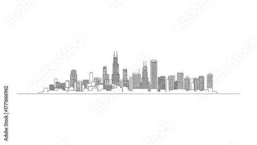 Cityscape Silhouette: A sleek, modern outline of a bustling city skyline, showcasing iconic architecture and a sense of urban dynamism.