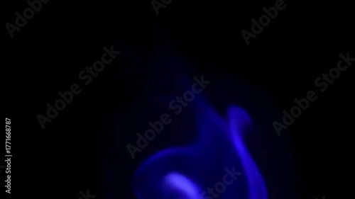 Abstract blue flame against a black background with a cinematic lighting effect.