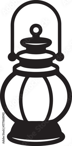 bold filled lantern silhouette cartoon