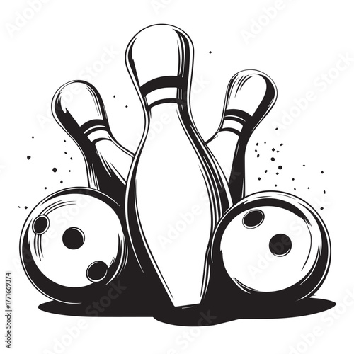 bowling ball and pins