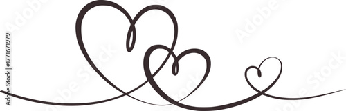 Three Intertwined Hearts in a Flowing Line love romance