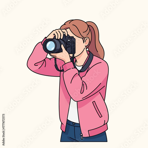 Female Photographer Illustration Camera, Portrait, Hobby, Lifestyle