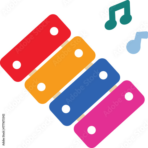 a colorful xylophone with musical notes