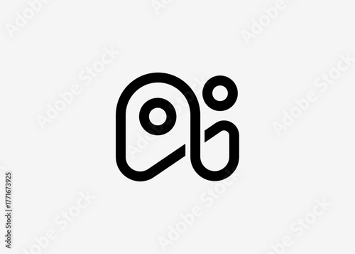 AI Icon, Artificial Intelligence Tool Logo Design, Line Badge, AI Assistent Agent App Symbol, Generate Technology App, Line Abstract Symbol for Digital Computer Tech Business. Vector Illustration.