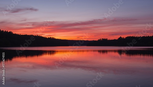 Crimson Serenity. A Study in Red, Purple, and Black Water Reflections at Sunset