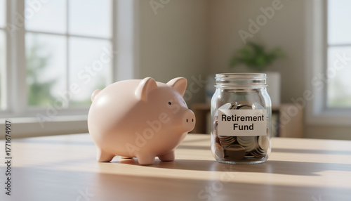 Retirement Fund Savings Piggy Bank Money Management For Future Security
