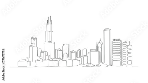 Urban Silhouette: Capturing the intricate skyline of a city, a minimalistic illustration showcases the iconic structures.