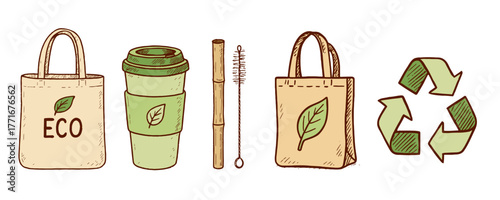 Eco City and Renewable Resource Illustration