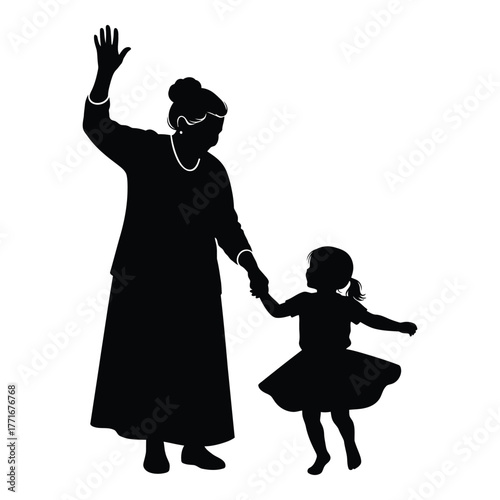 Generations dance together a silhouette of joyful grandmother and granddaughter sharing a moment of movement and connection silhouette