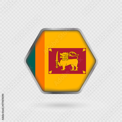 Sri Lanka flag in a hexagon frame.
