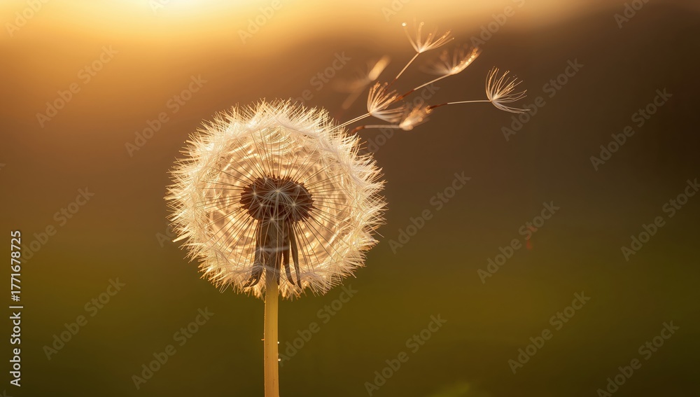 Fototapeta premium Golden Hour. A Study in Light and Delicate Textures of a Seed Head at Sunset.