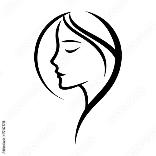 beauty logo, woman face logo, simple face logo