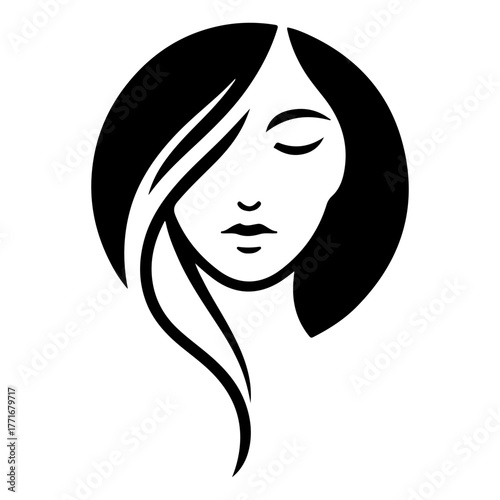 Beauty woman face silhouette vector.
