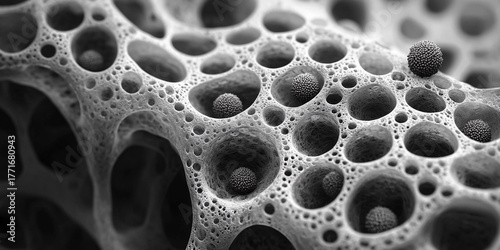 Microscopic view of activated carbon structure and surface Generative AI