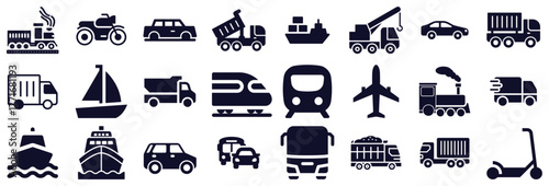 Collection of Transportation and Vehicle Icons