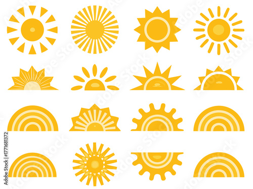 Dynamic Minimalist Sunset Icons Gold Bla Premium Digital Asset