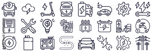 Electric Vehicle and Energy Icons Collection