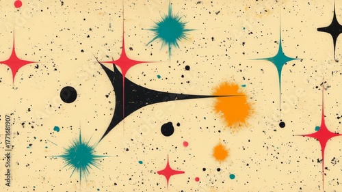 Retro Vintage 50s Background with a Mid Century Modern Atomic Starburst Pattern.