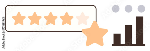 Star rating with one star highlighted plus a bar graph indicating performance, feedback trends, and reviews. Ideal for customer satisfaction, quality assessment, service ranking, business growth
