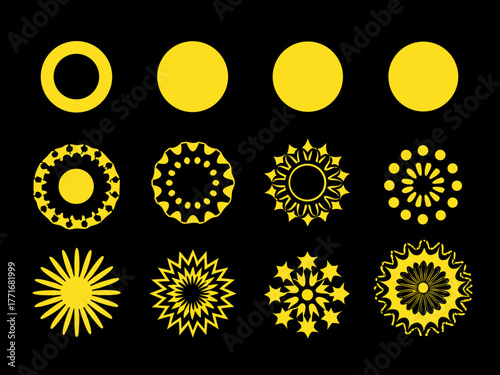 Elegant Circle Sun Icons The High-Quality Stock Image
